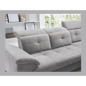 Canapé d'angle Gris 5 places angle droit rangement literie INFERNO 