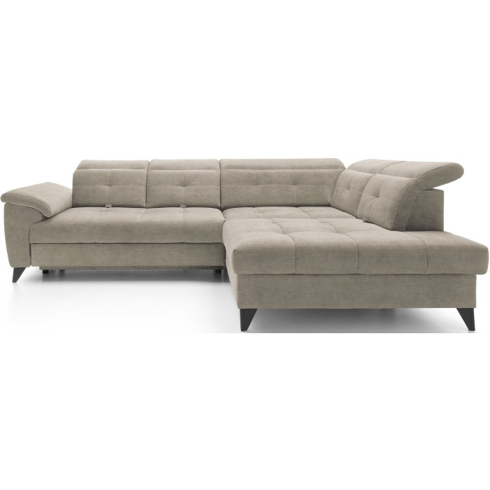 Canapé d'angle Beige 5 places angle droit salon familial INFERNO 