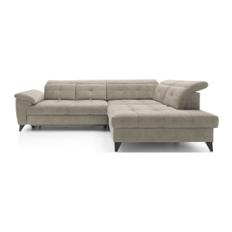 Canapé d'angle Beige 5 places angle droit salon familial INFERNO 