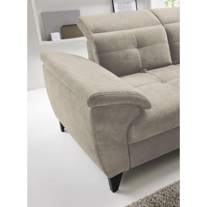 Canapé d'angle Beige 5 places angle droit salon familial INFERNO 