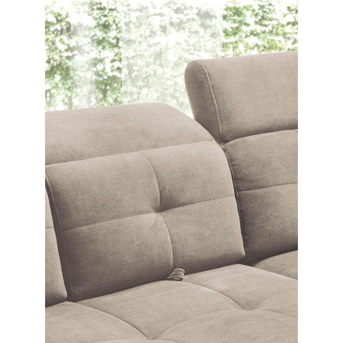 Canapé d'angle Beige 5 places angle droit salon familial INFERNO 