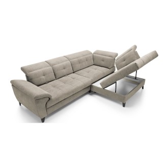 Canapé d'angle Beige 5 places angle droit salon familial INFERNO 