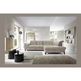 Canapé d'angle Beige 5 places angle droit salon familial INFERNO 