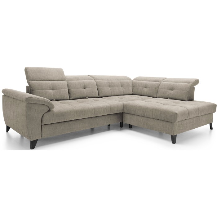 Canapé d'angle Beige 5 places angle droit salon familial INFERNO 