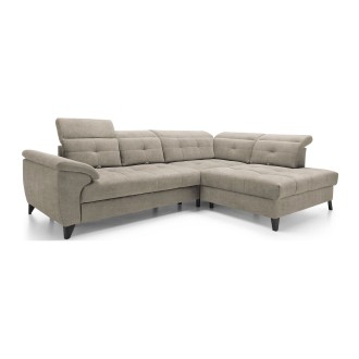 Canapé d'angle Beige 5 places angle droit salon familial INFERNO 