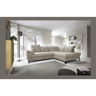 Canapé d'angle Beige 5 places angle droit salon familial INFERNO 