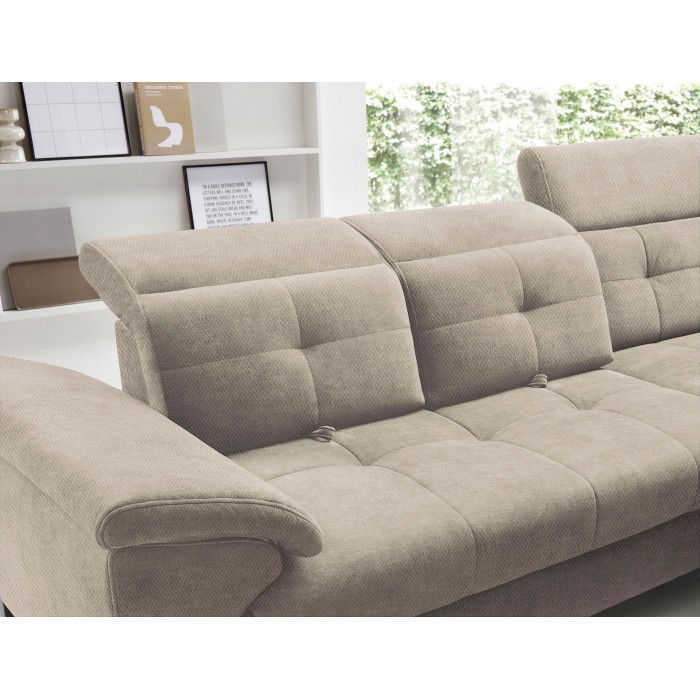 Canapé d'angle Beige 5 places angle droit salon familial INFERNO 