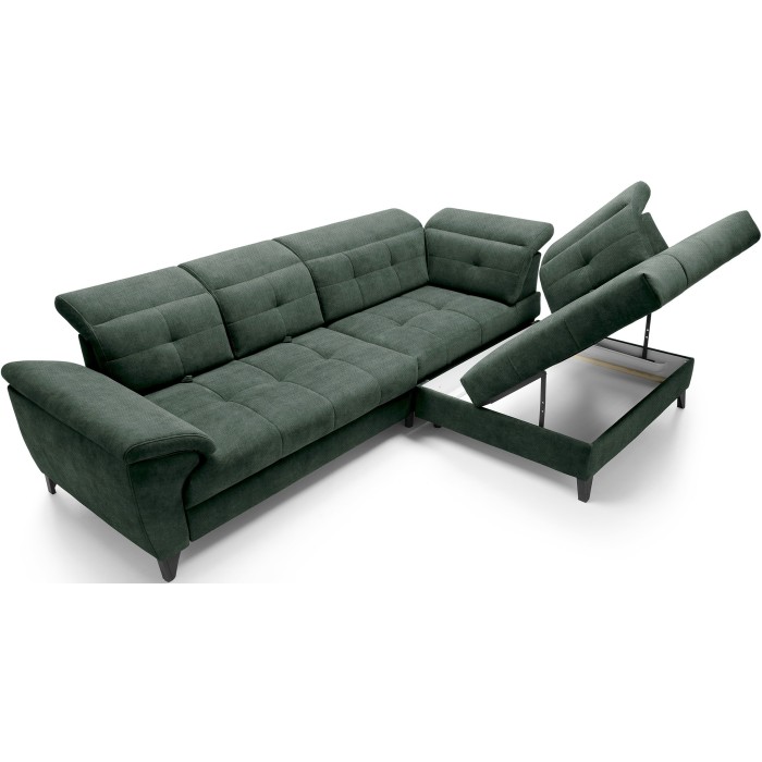 Canapé d'angle Vert 5 places angle droit assise profonde INFERNO 