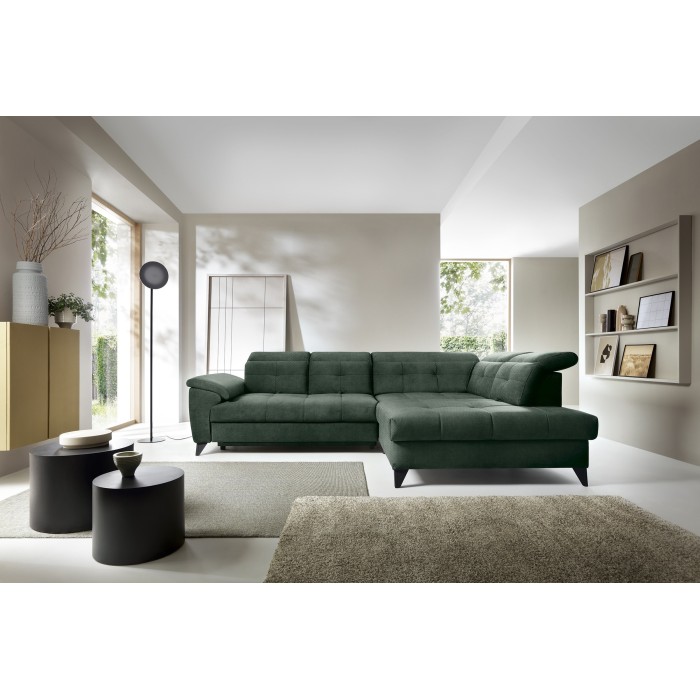 Canapé d'angle Vert 5 places angle droit assise profonde INFERNO 