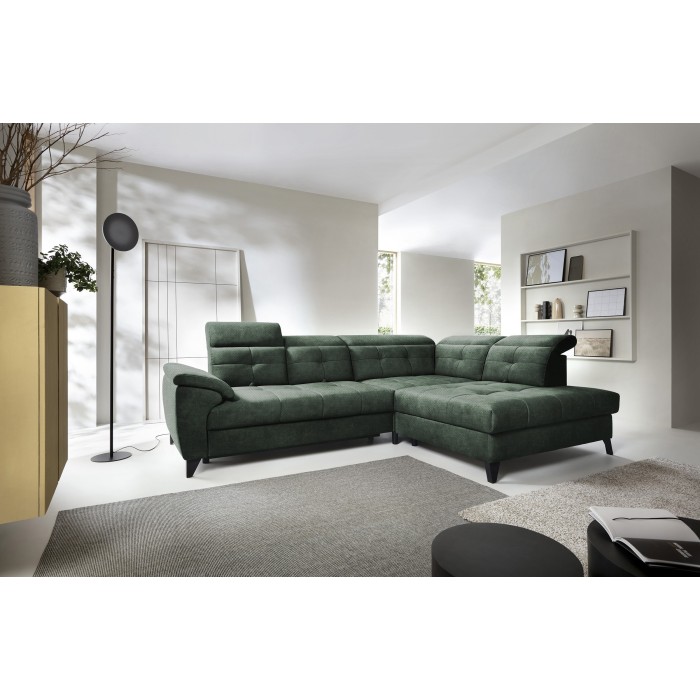 Canapé d'angle Vert 5 places angle droit assise profonde INFERNO 