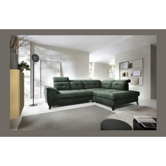 Canapé d'angle Vert 5 places angle droit assise profonde INFERNO 