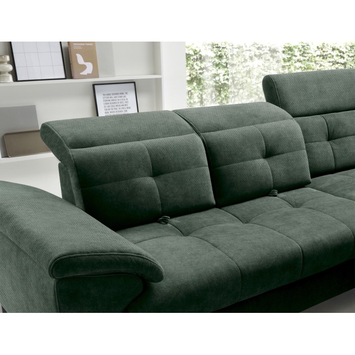 Canapé d'angle Vert 5 places angle droit assise profonde INFERNO 