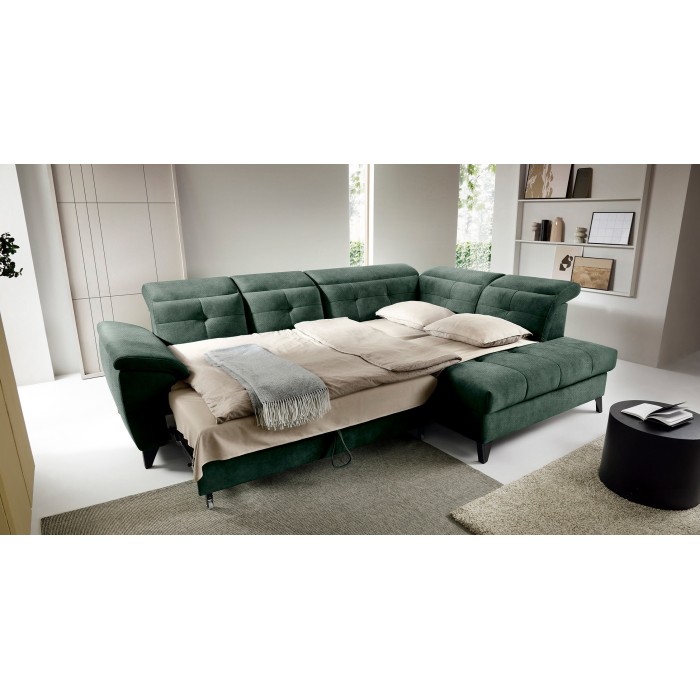 Canapé d'angle Vert 5 places angle droit assise profonde INFERNO 