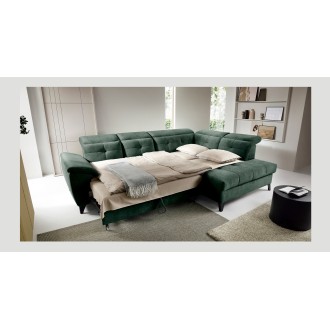Canapé d'angle Vert 5 places angle droit assise profonde INFERNO 