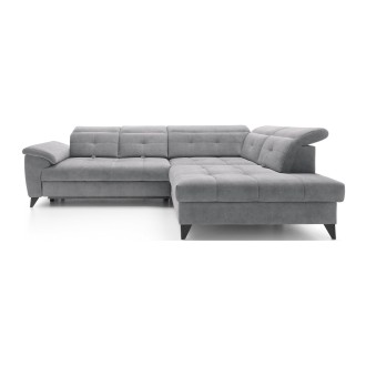 Canapé d'angle Gris 5 places angle droit design moderne INFERNO 