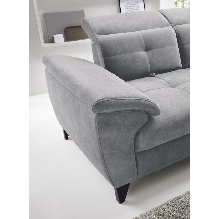 Canapé d'angle Gris 5 places angle droit design moderne INFERNO 