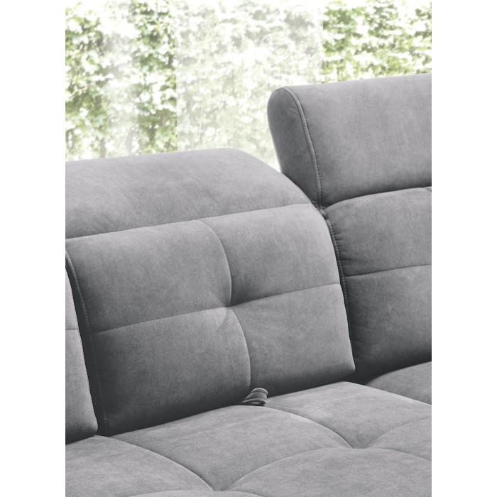 Canapé d'angle Gris 5 places angle droit design moderne INFERNO 