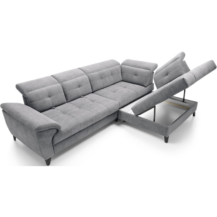 Canapé d'angle Gris 5 places angle droit design moderne INFERNO 