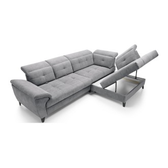 Canapé d'angle Gris 5 places angle droit design moderne INFERNO 