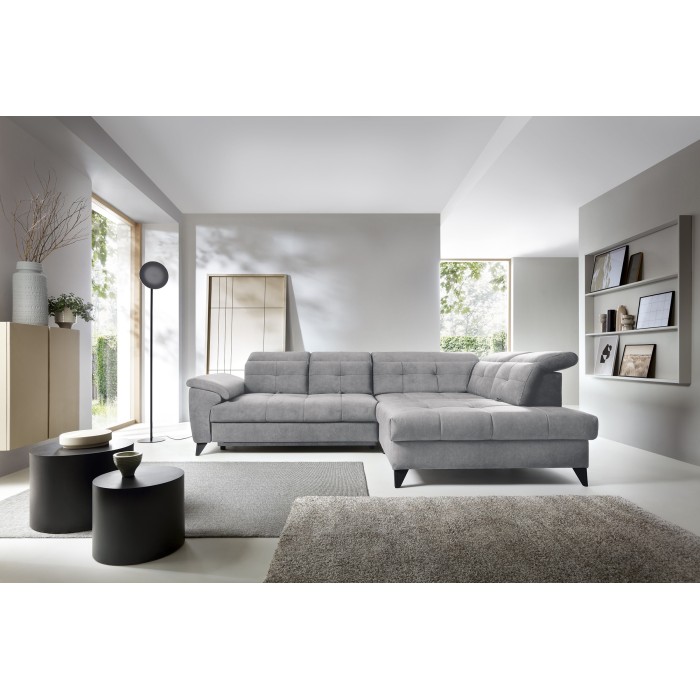 Canapé d'angle Gris 5 places angle droit design moderne INFERNO 