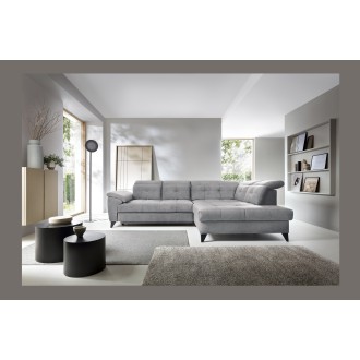 Canapé d'angle Gris 5 places angle droit design moderne INFERNO 