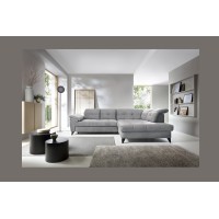 Canapé d'angle Gris 5 places angle droit design moderne INFERNO 