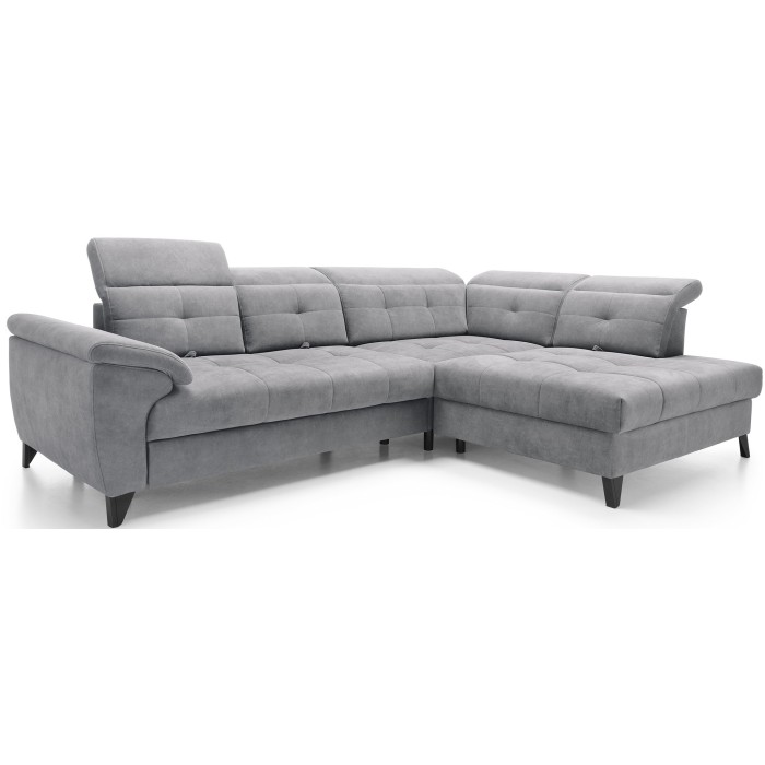 Canapé d'angle Gris 5 places angle droit design moderne INFERNO 