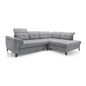Canapé d'angle Gris 5 places angle droit design moderne INFERNO 