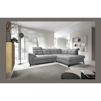 Canapé d'angle Gris 5 places angle droit design moderne INFERNO 