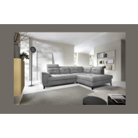 Canapé d'angle Gris 5 places angle droit design moderne INFERNO 