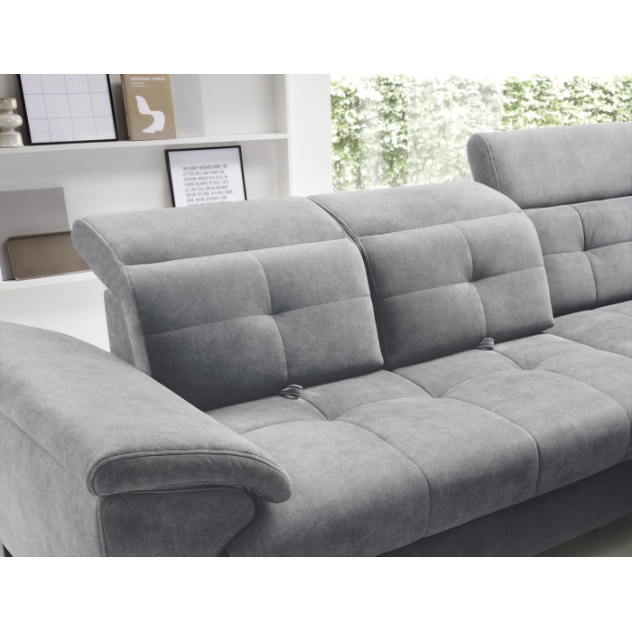 Canapé d'angle Gris 5 places angle droit design moderne INFERNO 