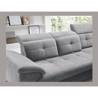 Canapé d'angle Gris 5 places angle droit design moderne INFERNO 