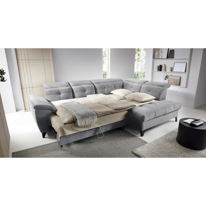 Canapé d'angle Gris 5 places angle droit design moderne INFERNO 