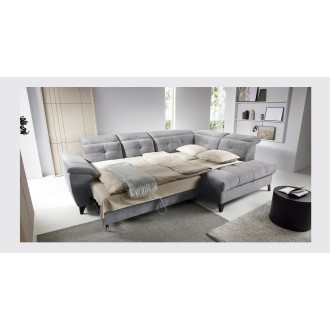 Canapé d'angle Gris 5 places angle droit design moderne INFERNO 