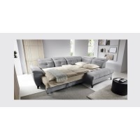 Canapé d'angle Gris 5 places angle droit design moderne INFERNO 