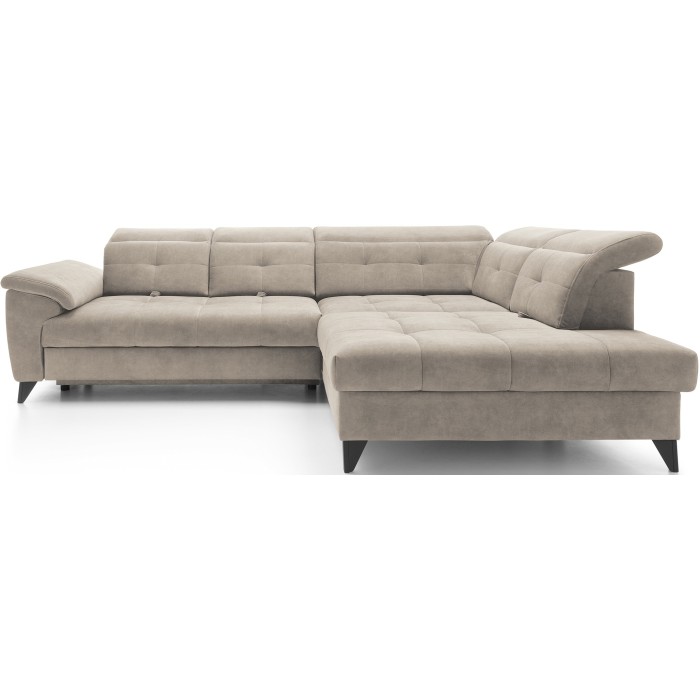 Canapé d'angle Beige 5 places angle droit lit d’appoint INFERNO 