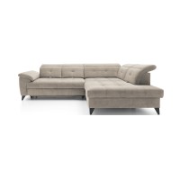 Canapé d'angle Beige 5 places angle droit lit d’appoint INFERNO 