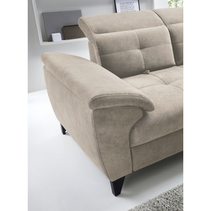 Canapé d'angle Beige 5 places angle droit lit d’appoint INFERNO 