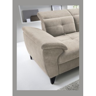 Canapé d'angle Beige 5 places angle droit lit d’appoint INFERNO 