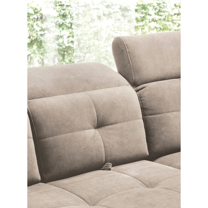Canapé d'angle Beige 5 places angle droit lit d’appoint INFERNO 