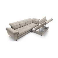 Canapé d'angle Beige 5 places angle droit lit d’appoint INFERNO 