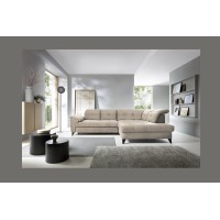 Canapé d'angle Beige 5 places angle droit lit d’appoint INFERNO 
