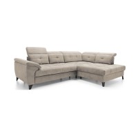 Canapé d'angle Beige 5 places angle droit lit d’appoint INFERNO 