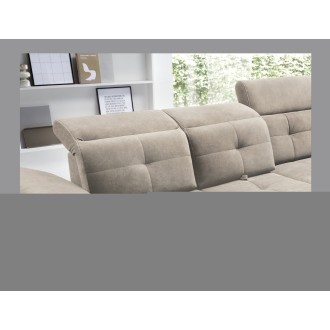 Canapé d'angle Beige 5 places angle droit lit d’appoint INFERNO 