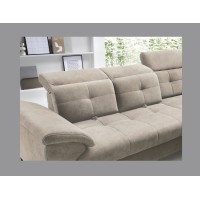 Canapé d'angle Beige 5 places angle droit lit d’appoint INFERNO 
