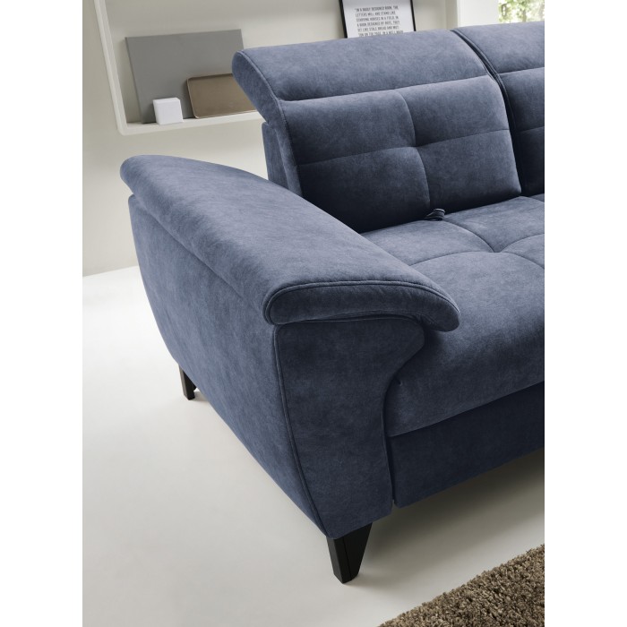 Canapé d'angle Bleu 5 places angle droit confort modulable INFERNO 