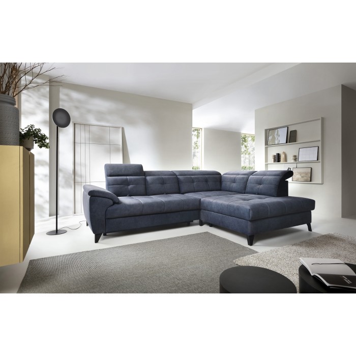 Canapé d'angle Bleu 5 places angle droit confort modulable INFERNO 