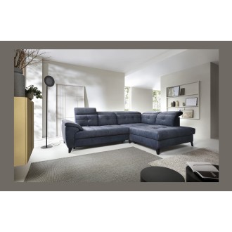 Canapé d'angle Bleu 5 places angle droit confort modulable INFERNO 