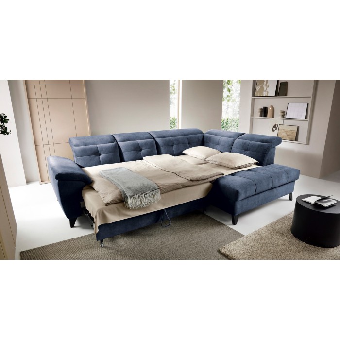 Canapé d'angle Bleu 5 places angle droit confort modulable INFERNO 