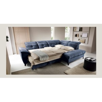 Canapé d'angle Bleu 5 places angle droit confort modulable INFERNO 